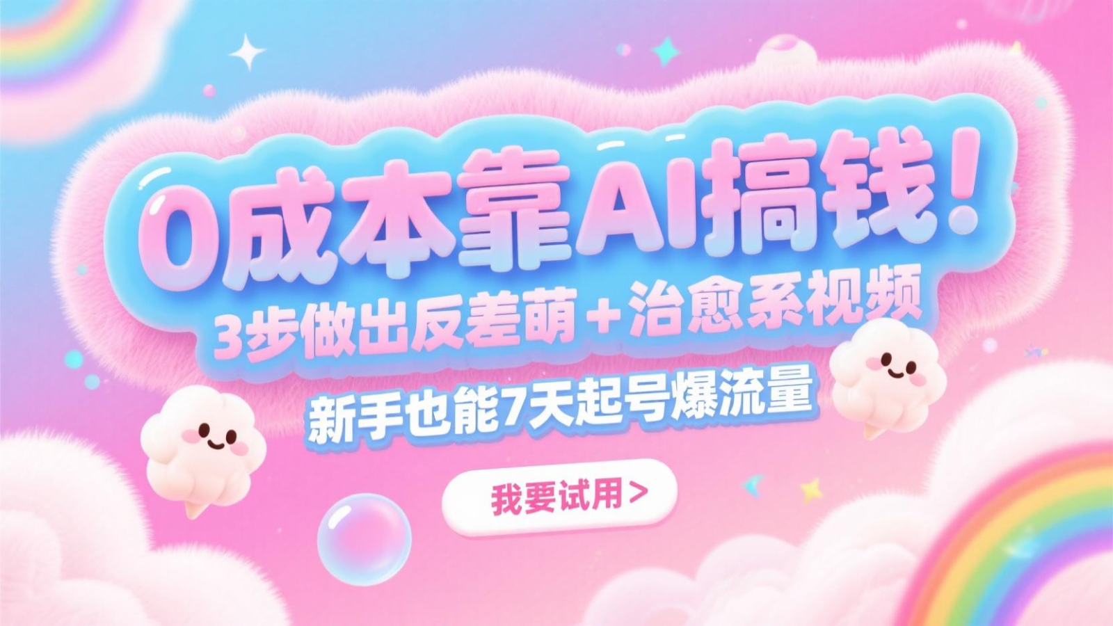 0成本靠AI搞钱！3步做出反差萌+治愈系视频，新手也能7天起号爆流量，月入5位数-小肥鱼网创-十年互联网创业实战派 | 专注精准流量获取与转化