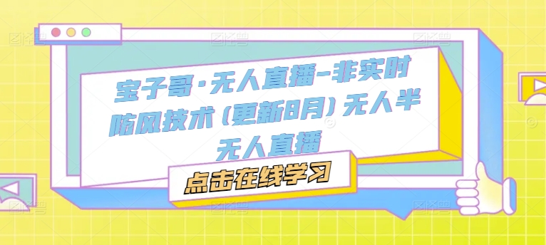 宝子哥·无人直播-非实时防风技术(更新25年6月)无人半无人直播-小肥鱼网创-十年互联网创业实战派 | 专注精准流量获取与转化