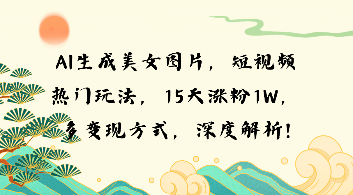 AI生成美女图片，短视频热门玩法，15天涨粉1W，多变现方式，深度解析!-小肥鱼网创-十年互联网创业实战派 | 专注精准流量获取与转化