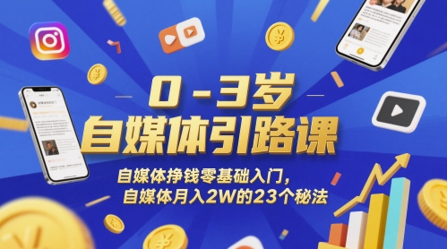 0-3岁自媒体引路课，自媒体挣钱零基础入门，自媒体月入2W的23个秘法-小肥鱼网创-十年互联网创业实战派 | 专注精准流量获取与转化