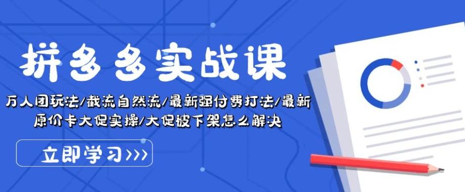 拼多多实战课：万人团玩法/截流自然流/最新强付费打法/最新原价卡大促..-小肥鱼网创-十年互联网创业实战派 | 专注精准流量获取与转化