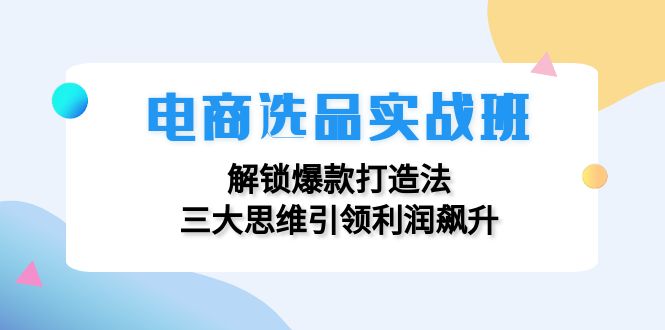 电商选品实战班：解锁爆款打造法，三大思维引领利润飙升-小肥鱼网创-十年互联网创业实战派 | 专注精准流量获取与转化