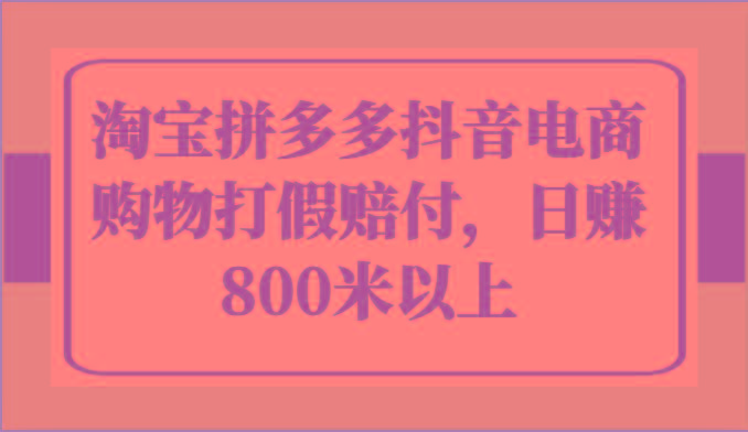 淘宝拼多多抖音电商购物打假赔付，日赚800米以上-小肥鱼网创-十年互联网创业实战派 | 专注精准流量获取与转化