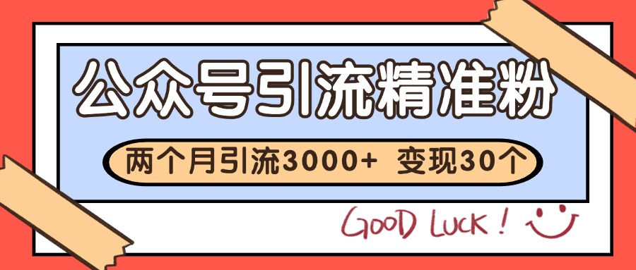 公众号精准粉引流玩法 2个月3000+精准粉 变现30万+-小肥鱼网创-十年互联网创业实战派 | 专注精准流量获取与转化
