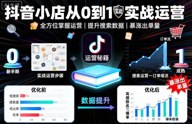 抖音小店从0到1实战运营，帮你全方位掌握小店运营，提升搜索数据与出单量-小肥鱼网创-十年互联网创业实战派 | 专注精准流量获取与转化
