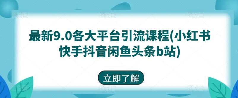 最新9.0各大平台引流课程(小红书快手抖音闲鱼头条b站)-小肥鱼网创-十年互联网创业实战派 | 专注精准流量获取与转化