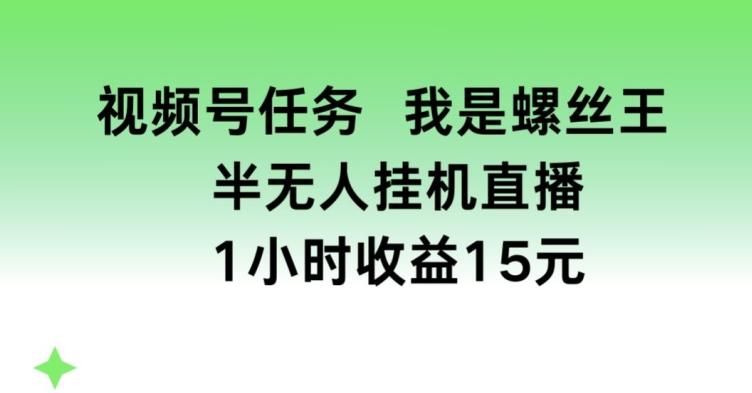 视频号任务，我是螺丝王， 半无人挂机1小时收益15元【揭秘】-小肥鱼网创-十年互联网创业实战派 | 专注精准流量获取与转化