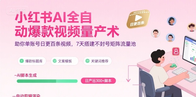 小红书AI批量剪辑不封号技巧：2025新版7天打造日更百条视频的矩阵流量池实战教程-小肥鱼网创-十年互联网创业实战派 | 专注精准流量获取与转化