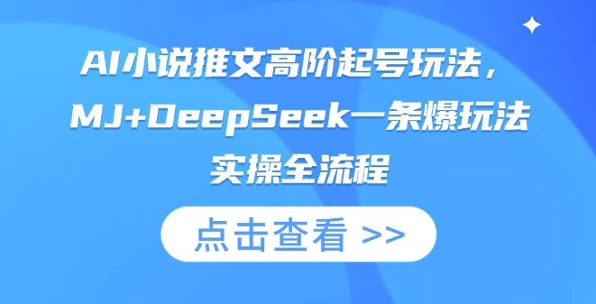 AI小说推文高阶起号玩法，MJ+DeepSeek一条爆玩法实操全流程-小肥鱼网创-十年互联网创业实战派 | 专注精准流量获取与转化