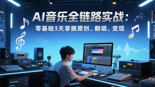 AI音乐全链路实战变现课：零基础3天掌握原创、翻唱、变现-小肥鱼网创-十年互联网创业实战派 | 专注精准流量获取与转化