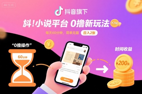 抖音旗下小说平台0撸新玩法，每天挂G60分钟，简单无脑，日入2张【揭秘】-小肥鱼网创-十年互联网创业实战派 | 专注精准流量获取与转化