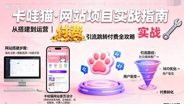 2025年卡哇猫·网站项目详解：搭建、运营、引流及付费转化全方位策略-小肥鱼网创-十年互联网创业实战派 | 专注精准流量获取与转化