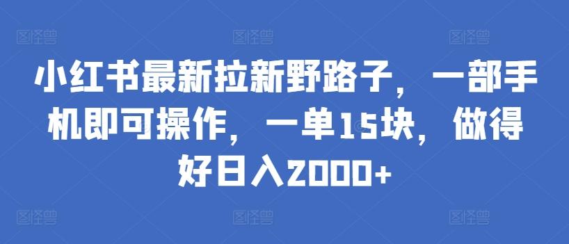 小红书最新拉新野路子，一部手机即可操作，一单15块，做得好日入2000+【揭秘】-小肥鱼网创-十年互联网创业实战派 | 专注精准流量获取与转化