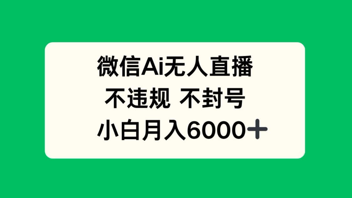 微信AI无人直播，不违规 不封号 ，小白月入6000+-小肥鱼网创-十年互联网创业实战派 | 专注精准流量获取与转化