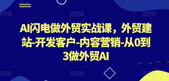 AI闪电做外贸实战课，​外贸建站-开发客户-内容营销-从0到3做外贸AI(更新)-小肥鱼网创-十年互联网创业实战派 | 专注精准流量获取与转化