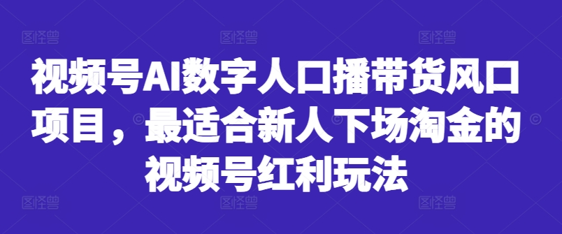 视频号AI数字人口播带货风口项目，最适合新人下场淘金的视频号红利玩法-小肥鱼网创-十年互联网创业实战派 | 专注精准流量获取与转化
