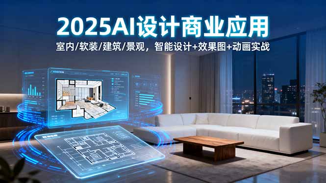 2025年AI设计实战：室内软装建筑景观4大领域智能效果图+动画制作全流程解析与商业变现