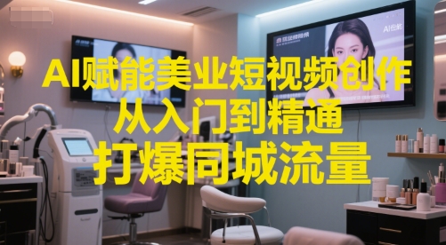 AI赋能美业短视频创作，从入门到精通，打爆同城流量，超级AI工具短视频实操落地-小肥鱼网创-十年互联网创业实战派 | 专注精准流量获取与转化