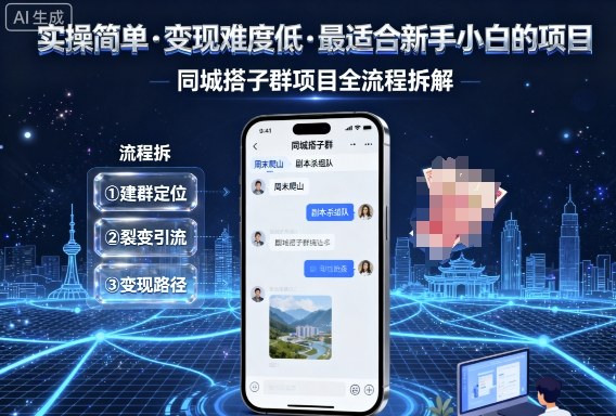 实操简单，变现难度低，最适合新手小白做的项目，每天轻松收入3张，同城搭子群项目全流程拆解-小肥鱼网创-十年互联网创业实战派 | 专注精准流量获取与转化