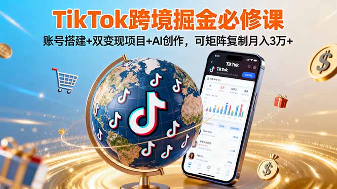 2025年TikTok跨境营销全攻略：美区账号搭建、双变现项目实战解析及AI创作技巧助你月入3万+