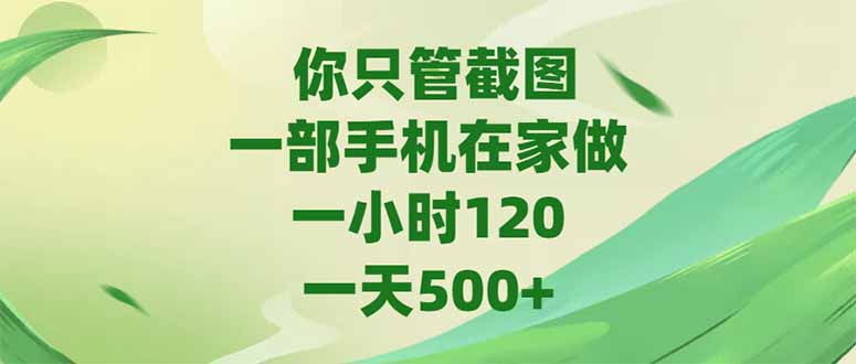 你只管截图，一部手机在家做，一小时120，-天500+-小肥鱼网创-十年互联网创业实战派 | 专注精准流量获取与转化