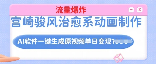 宫崎骏风治愈系动画制作，AI软件一键生成原创视频流量爆炸，单日变现多张，详细实操流程-小肥鱼网创-十年互联网创业实战派 | 专注精准流量获取与转化