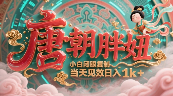 用AI克隆“唐朝胖妞”日更3条，平台疯狂推流，小白闭眼复制，当天见效，日入1k+-小肥鱼网创-十年互联网创业实战派 | 专注精准流量获取与转化
