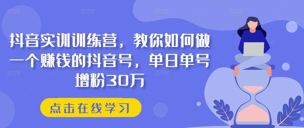 抖音实训训练营，教你如何做一个赚钱的抖音号，单日单号增粉30万-小肥鱼网创-十年互联网创业实战派 | 专注精准流量获取与转化