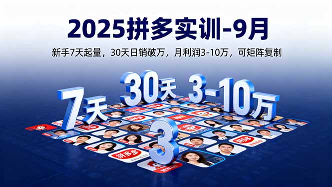 2025拼多多新手30天盈利实战：7天起量技巧+日销破万SOP+矩阵复制3-10万月利润【9月最新玩法】