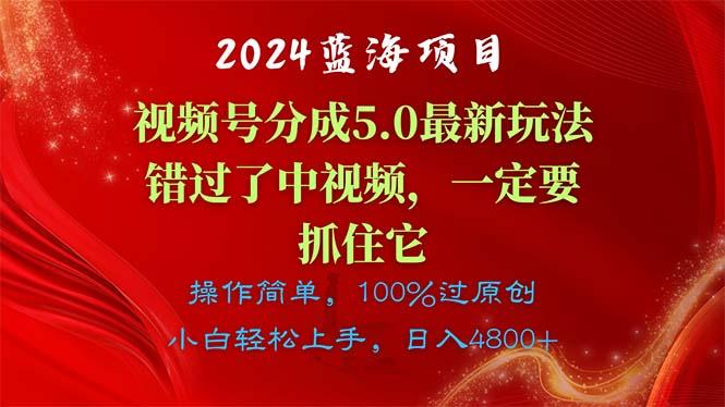 2024蓝海项目，视频号分成计划5.0最新玩法，错过了中视频，一定要抓住…-小肥鱼网创-十年互联网创业实战派 | 专注精准流量获取与转化