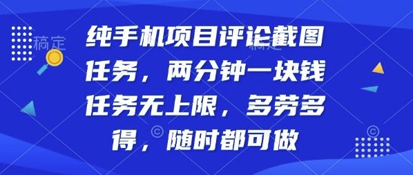 纯手机项目评论截图任务，两分钟一块钱多劳多得，随时随地都能做【揭秘】-小肥鱼网创-十年互联网创业实战派 | 专注精准流量获取与转化