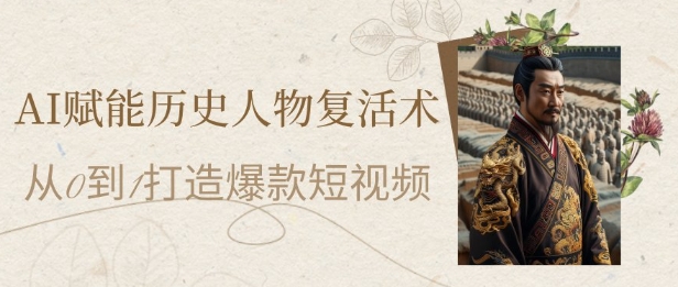AI赋能历史人物复活术：从0到1打造爆款短视频，7天涨粉10W，小白也能月入过1W-小肥鱼网创-十年互联网创业实战派 | 专注精准流量获取与转化