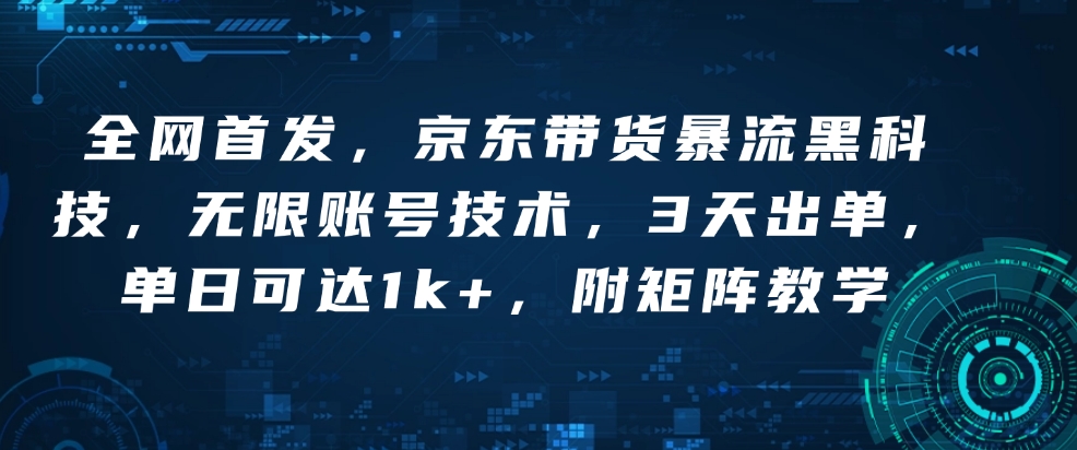 全网首发，京东带货暴流黑科技，无限账号技术，3天出单，单日可达1k+，附矩阵教学【揭秘】-小肥鱼网创-十年互联网创业实战派 | 专注精准流量获取与转化