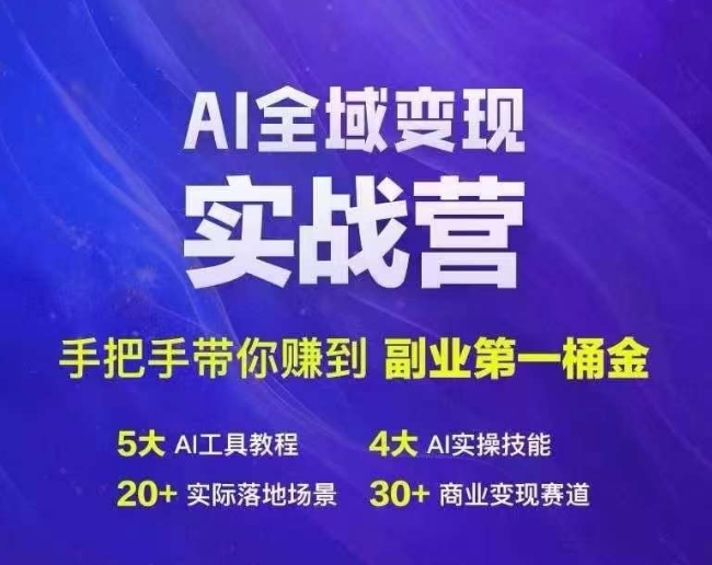 Ai全域变现实战营，手把手带你赚到副业第1桶金-小肥鱼网创-十年互联网创业实战派 | 专注精准流量获取与转化