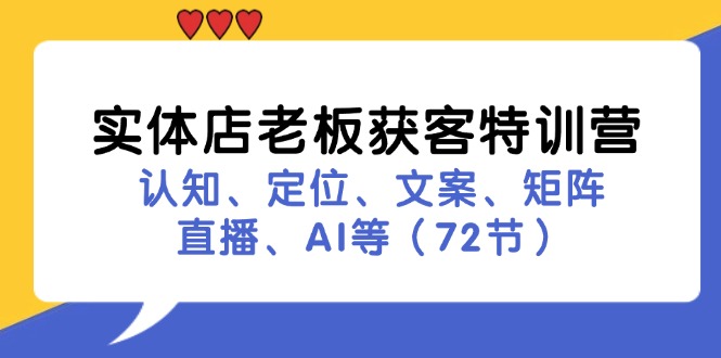 实体店老板获客特训营：认知、定位、文案、矩阵、直播、AI等(72节-小肥鱼网创-十年互联网创业实战派 | 专注精准流量获取与转化