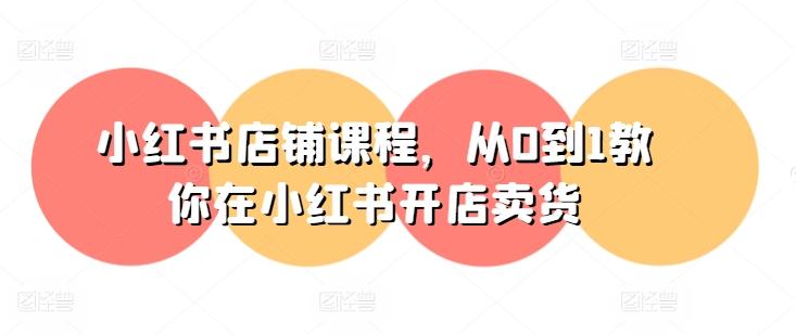 小红书店铺课程，从0到1教你在小红书开店卖货-小肥鱼网创-十年互联网创业实战派 | 专注精准流量获取与转化